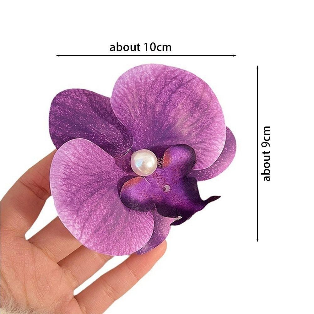 RTJIFSS 1 Kẹp Tóc Hoa Nơ, Kẹp Mỏ Vịt Phụ Kiện Tóc Bướm Phong Lan Kẹp Tóc, Phalaenopsis Kẹp Tóc Dụng Cụ Tạo Kiểu Tóc Vải Hoa Lụa Kẹp Tóc