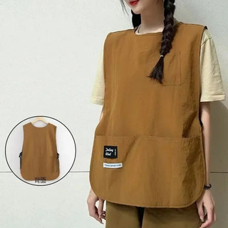 Tạp dề chống thấm nước và chống vết bẩn Áo Vest Nylon màu trơn Phong cách Tạp dề làm đẹp Tạp dề có tay đeo bởi đầu bếp và máy chủ