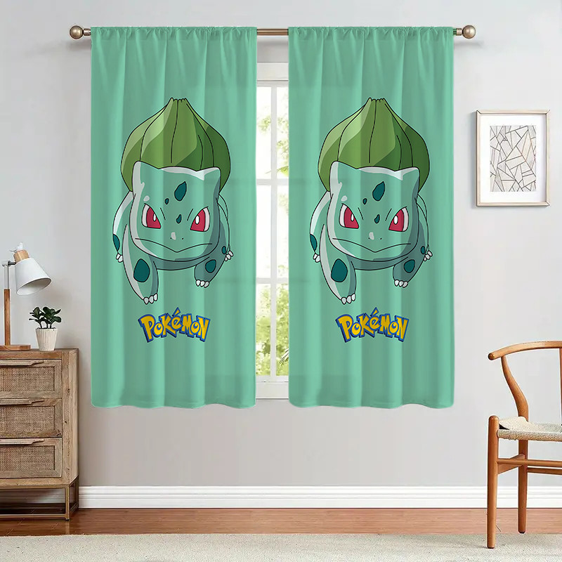 Rèm Pokemon Pikachu, Thích Hợp Cho Phòng Khách, Phòng Ngủ, Máy Có Thể Giặt Màn Polyester 1PC