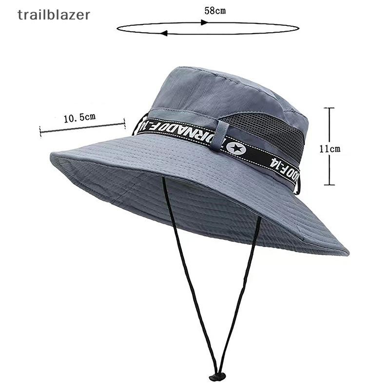 Trailblazer Nam Mùa Hè Rộng Vành Xô Mũ Thời Trang Ngoài Trời Dây Rút Leo Núi Mũ Chống Nắng Câu Cá Panama Đi Xe Đạp Tấm Che Lưới Thoáng Khí Mới