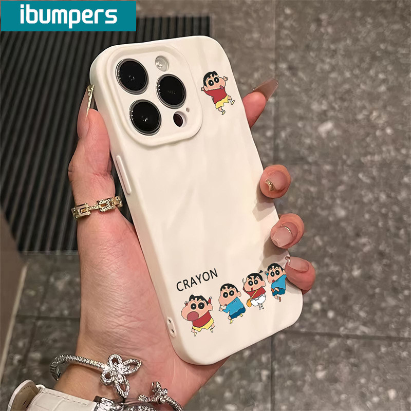 ibumpers Ốp Lưng IPhone Họa Tiết Crayon Shin-chan Dễ Thương Đơn Giản Cho IPhone 16 15 14 12 13 11 Pro Max IP 7 8 Plus X XS XR Ốp Điện Thoại Silicon Mềm Chống Sốc