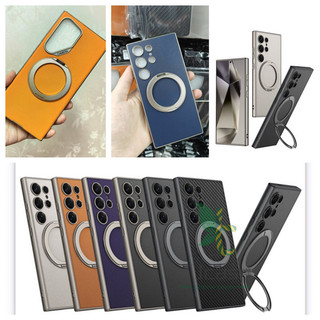 Vỏ bọc chân đế bằng da từ tính có thể xoay được Samsung S25 S24 S23 Vỏ sạc không dây ống kính lớn / chính xác