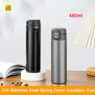 Cốc giữ nhiệt YouPin Funjia 480ml 316 Cốc tách trà bằng thép không gỉ Di động Nắp bật lên Cốc cách nhiệt 50°C 6 giờ