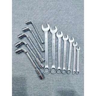Combo 5 khóa ống điếu chữ L thép CRV cứng cáp (8,10,12,13,14) và 7 khóa cờ lê (8,10,12,13,14,17,19) chuyên sửa chữa xe