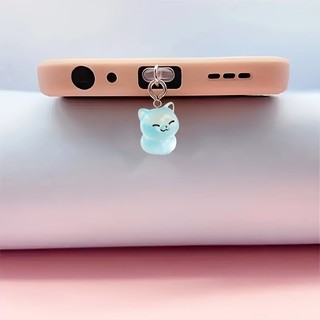 Điện Thoại Di Động Chống Bụi Cắm Tự Làm Dạ Quang Sáng Bóng Dễ Thương Mèo Trong Suốt Lỗ Điện Thoại Di Động Trang Trí