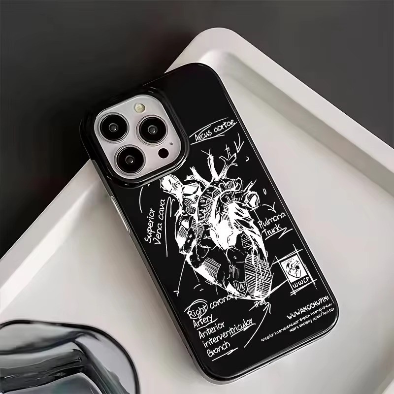 Mô hình tim mạch Vỏ điện thoại y tế trái tim cho iPhone 16 Pro 11 12 13 14 15 Pro Max X XS XR 7 8 Plus 16E Vỏ mềm chống sốc