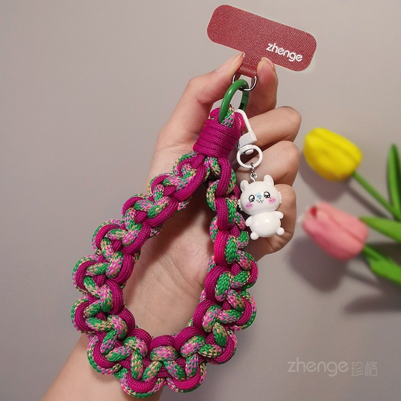 Điện Thoại Di Động Dây Cổ Tay Ngắn ins Thời Trang Nữ Mạnh Mẽ Bền Dây Dệt Tay Hoạt Hình Mặt Dây Chuyền Dễ Thương Mặt Dây Chuyền
