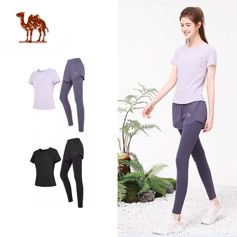 Ảnh Camel CROWN Bộ đồ tập Yoga dành cho nữ Chạy bộ thông thường thoáng khí Tập thể dục Bộ đồ hai mảnh 1