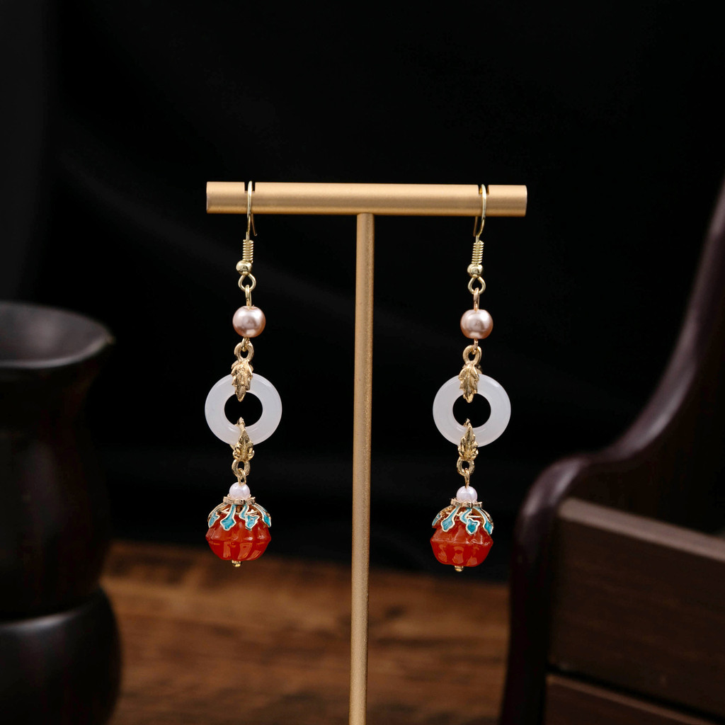 Cổ Đỏ Series Phong Cách Trung Hoa, Đính Hạt Mây và Giọt Nước Sườn Xám, Phụ Kiện Ngọc Trai