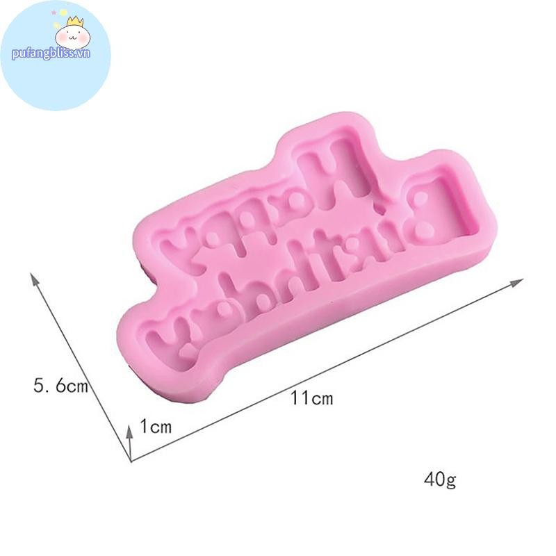 Pufangbliss Chúc Mừng Sinh Nhật Hình Khuôn Silicon Sugarcraft & Chocolate Khuôn Trang Trí Bánh Dụng Cụ VN