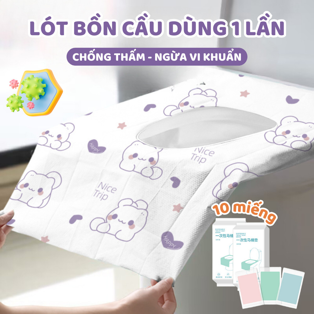 Set 10 Miếng Giấy Lót Bồn Cầu Dùng 1 Lần Tự Phân Hủy Chống Thấm Nước Dính Chắc Chắn Vô Trùng Sạch Sẽ