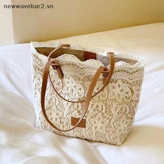 [Mới] Nữ Ren Trắng Thêu Hoa Tote Mùa Hè Đi Biển Du Lịch Kỳ Nghỉ Đi Biển Túi Đeo Vai Túi Xách Retro.