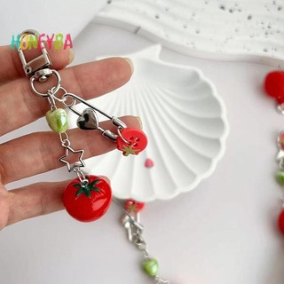 < Honeyba > Mô Phỏng Ngôi Sao Cà Chua Dây Xích Điện Thoại Di Động Ngọt Ngào Tươi Móc Khóa Dành Cho Nữ Túi Máy Ảnh Mặt Dây Chuyền Chống Mất Quà Tặng Sinh Nhật
