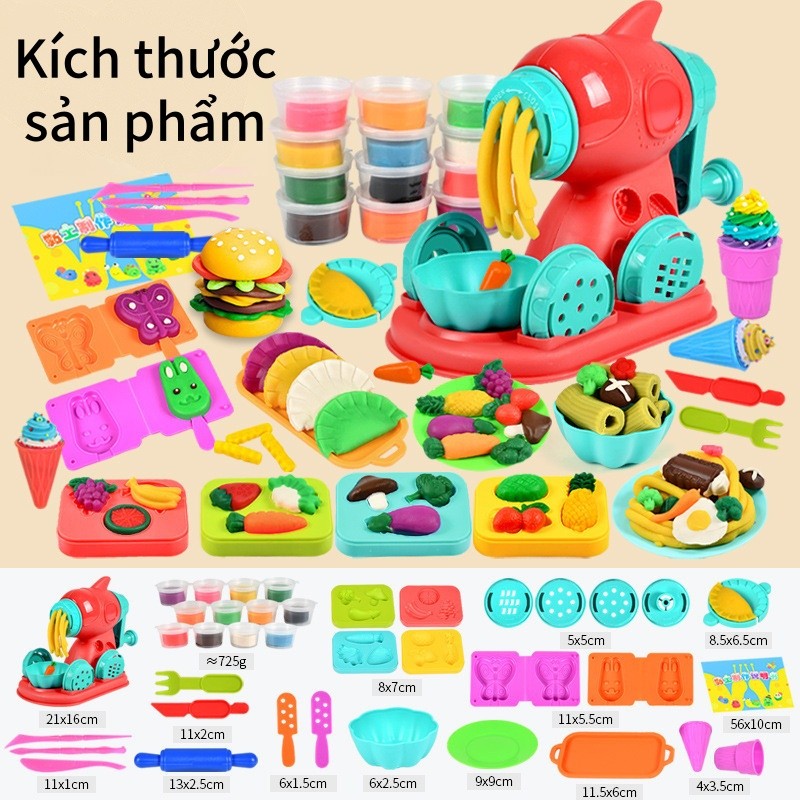 【SKISOPGO】Bộ Đồ Chơi Đất Nặn Máy Làm Kem,Máy Làm Kem Kèm Đất nặn Dụng Cụ Và Khuôn Cho Bé An Toàn Nguyên Liệu Tự Nhiên
