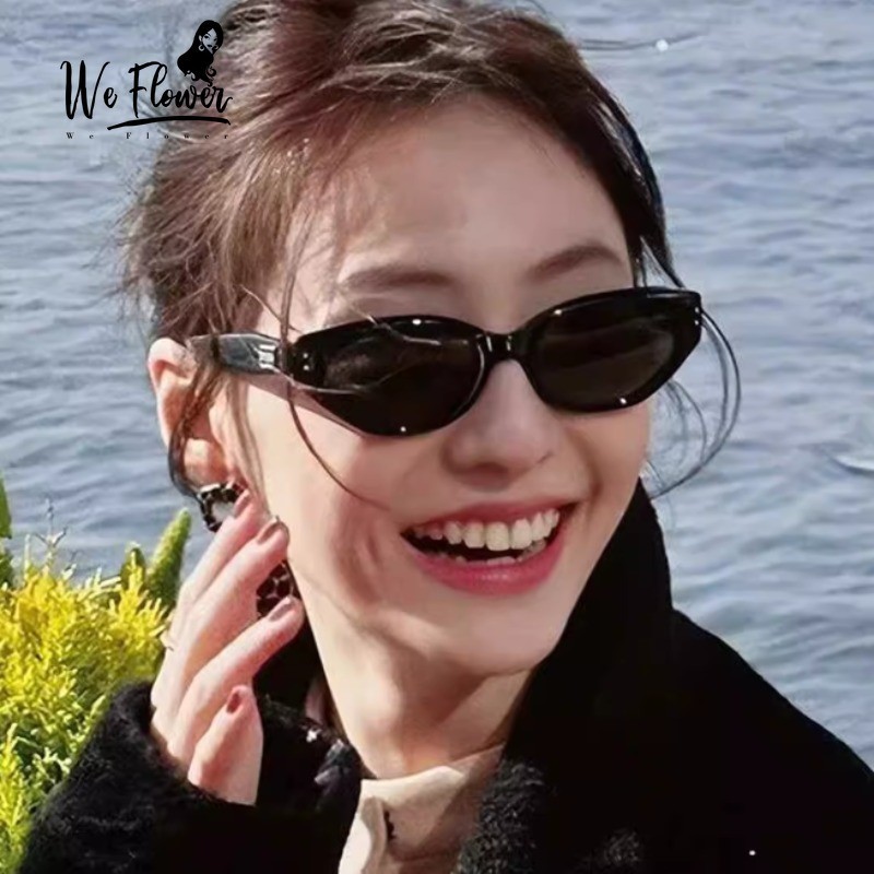 WeFlower Hàn Quốc Hợp Thời Trang Jennie Đen Mèo Kính Mát Mắt Dành Cho Nữ Thời Trang Ngoài Trời Chống Bức Xạ Kính Mắt Sunnies Kính Mắt