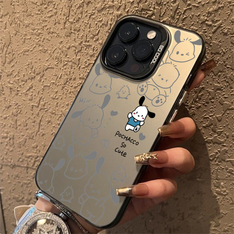 Vỏ Tương Thích Cho IPhone 16 11 14 15 12 13 Pro Max 8 7 Plus XR X XS SE2 Hoạt Hình Dễ Thương Lợn Hồng Pochacco Chó IMD Matte Bìa Cứng