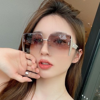 Kính Mát Dạng Dây Xích Hình Vuông Cỡ Lớn Trang Kính râm Chống Tia Bức Xạ Ánh Sáng Xanh Phong Cách Hàn Quốc Thời Trang Cho Nam Và Nữ