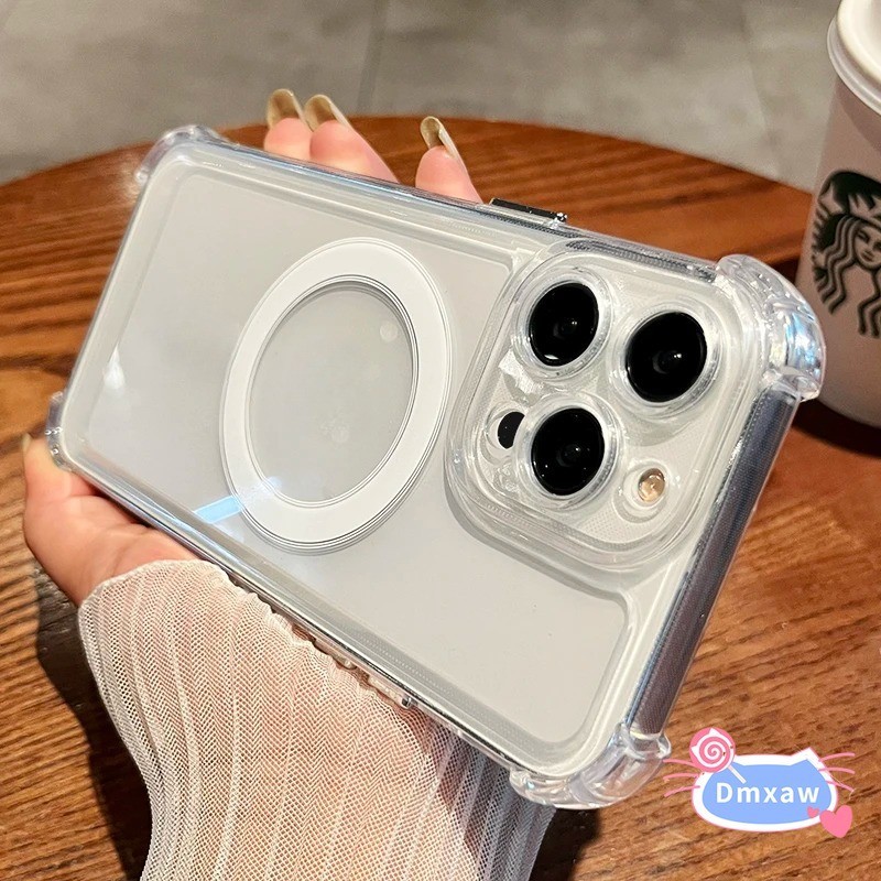 Ốp Điện Thoại Từ Tính Trong Suốt Chống Sốc Cho Redmi Note 13 Pro 4G 5G 12S 12 Pro Pro + 4G 5G 12 Turbo Ốp Lưng Sạc Không Dây TPU Mềm Trong Suốt