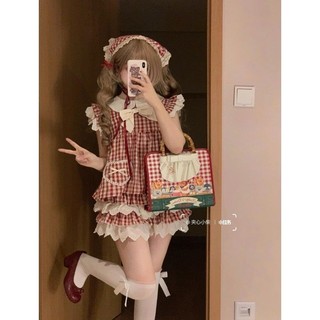 Cô Gái Dễ Thương Retro Bay Tay Ren Khâu Phù Hợp Với Kẻ Cổ Búp Bê Pettiskirt Gothic CLZH