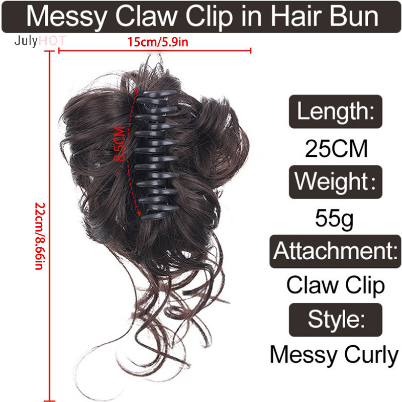 Julyhot Bun Chignon Xộn Xoăn Tóc Giả Kẹp Co Giãn Scrunchy Cho Nữ