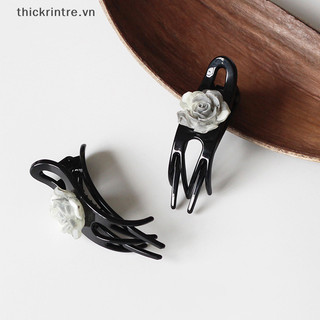 THI Thanh Lịch Tinh Tế Hoa Camellia Vuốt Tóc Tính Khí Đơn Giản Mực Hoa Cảm Giác Cao Cấp Kẹp Lưng Phụ Kiện Tóc VN