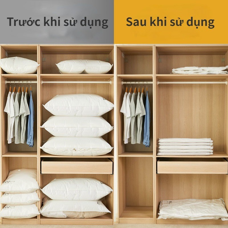 Túi Lưu Trữ Chân Không, Túi Nén Du Lịch Có Thể Lưu Lại Không Gian Với Máy Bơm,Chống Ẩm Bảo Quản Chăn Ga Gối Túi