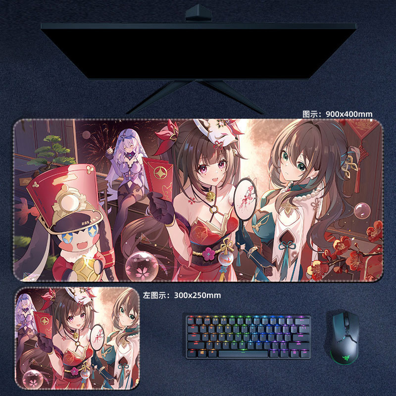 Honkai Ngôi Sao Đường Sắt Lấp Lánh Chuột Miếng Lót Honkai Lớn XXL Mousepad Bàn Phím Máy Tính Đệm Anime PC Chơi Game Phụ Kiện Bàn Thảm