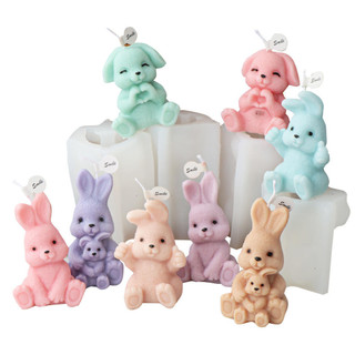 Huggable Bunny Silicone Nến Khuôn Phục Sinh Kudos Tình Yêu Thỏ Hương Thơm Thạch Cao Trang Trí Khuôn DIY Dụng Cụ Handmade