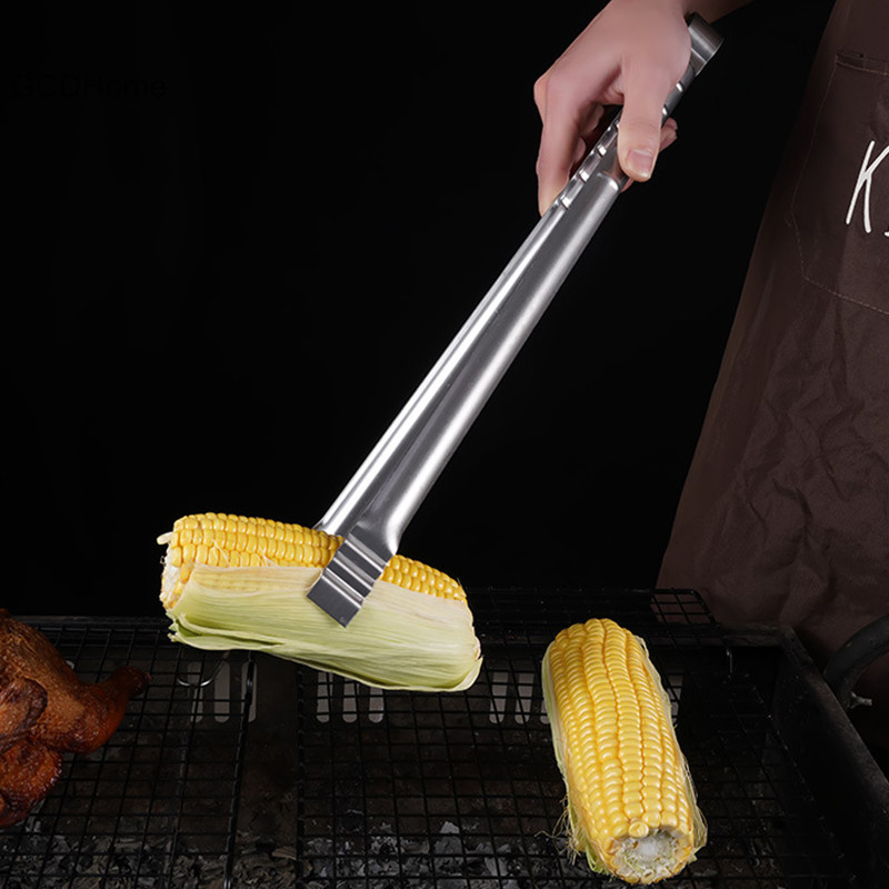 Gcdhome 45CM kẹp nướng inox dài cho cắm trại ngoài trời, nhà bếp, hỗ trợ nấu ăn