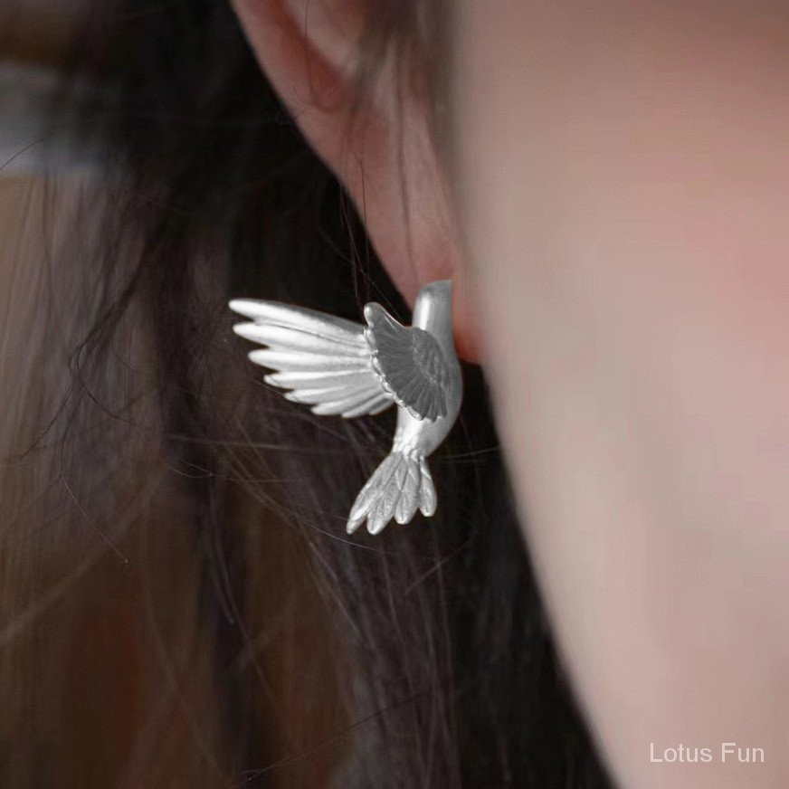 Trung Quốc Phong cách thiết kế S925 Bạc Pin Mạ 24k Vàng Chim Stud Earrings Đối với Phụ nữ Trung Quốc Vintage Nhỏ Cao cấp Bông tai