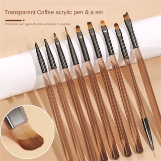 Nail Art Bàn chải chức năng Halo Dye Gradient Kéo Line Cà phê trong suốt Acrylic Phototherapy Pen Dụng cụ làm móng tay cho tiệm làm móng tay