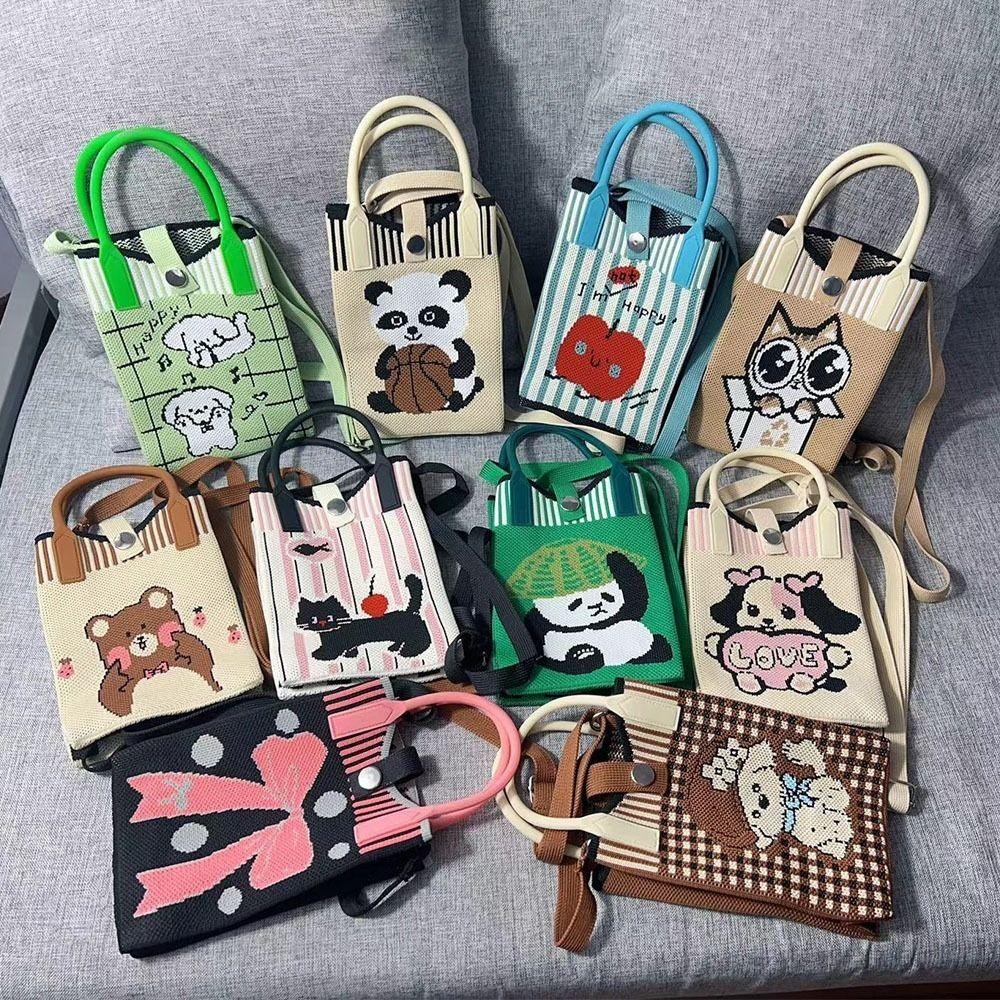 HOBBYIN Túi xách dệt kim nữ HOBBYIN, Túi điện thoại di động hoạt hình dệt kim Túi vuông nhỏ nữ dệt Ví mua sắm, Quà tặng Túi xách bé gái Túi đeo chéo động vật hoạt hình