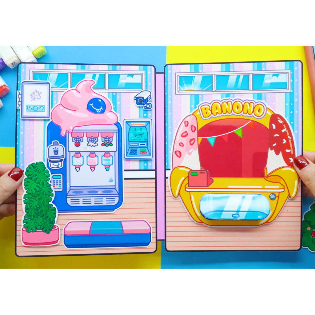 Học liệu bóc dán toca boca Mall đồ chơi thông minh bằng giấy thủ công cho bé gái h35 Đồ Chơi - Squishy - Kuromi - Đồ chơ