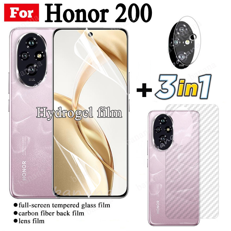 Honor 200 Full Trong Suốt Hydrogel Mềm Phim Bảo Vệ Màn Hình Cho Honor 200Pro Honor 90 Pro Magic6 Pro Front Flim + Back Flim + Ống Kính Máy Ảnh Flim