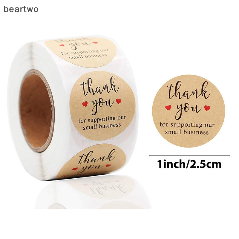 < Beartwo > 500 Chiếc Cảm Ơn Bạn Tròn Miếng Dán Sổ Lưu Niệm Thư Handmade Dán Cói Nhãn Dán Quà Tặng Đám Cưới Trang Trí Hoa Đẹp