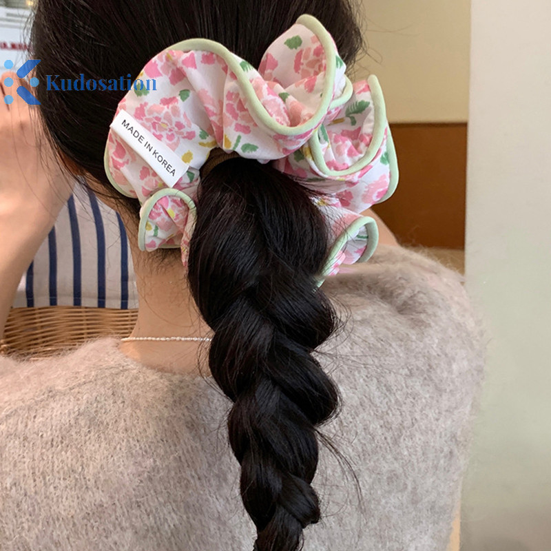 Kudosation Thời Trang Hàn Quốc Hoa Scrunchies Nữ Cô Gái Tóc Co Giãn Dây Cao Su Phụ Kiện Buộc Tóc Vòng Dây Mũ Đội Đầu Mũ Đội Đầu