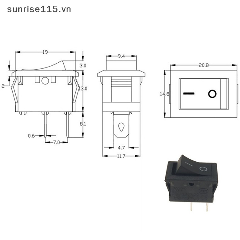 Srvn 5 Nút nhấn 2 chân Rocker bật / tắt có nắp chống thấm nước.