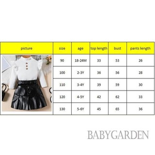 Baga-1-6yeaf kids Girl Trang phục 2 món / Áo dài tay xù xì * / Váy xếp li bằng da / Bộ quần áo dễ thương mùa thu cho bé