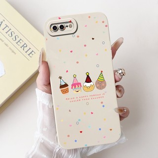 Dành Cho iPhone 7 8 Plus Ốp Lưng Hoạt Hình Đáng Yêu Silicon Mềm Cạnh Thẳng Vuông Ống Kính Bảo Vệ Cho iPhone 7Plus 8Plus Vỏ