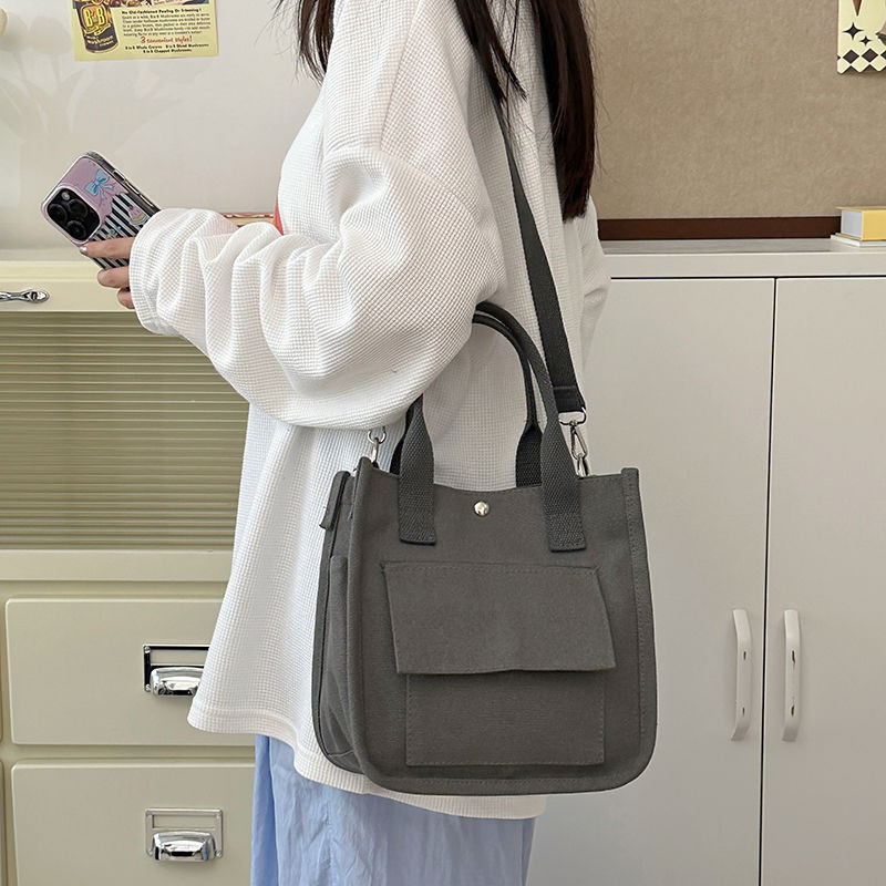 Túi đeo vai Nhật Bản Túi vải đeo vai Túi vải hai mặt Túi Tote ba chiều Túi vải Reticule Túi đeo chéo đa chức năng đơn giản Túi Tote đeo vai