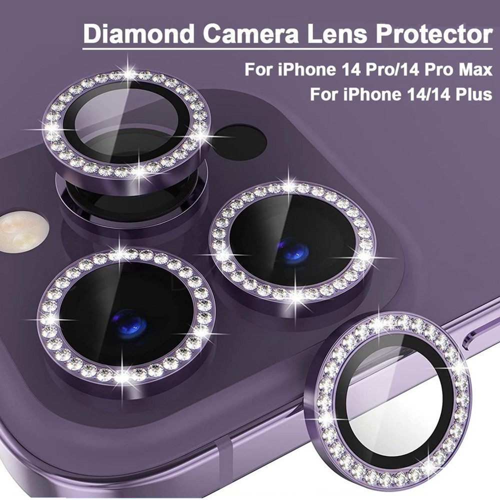 Long Lanh Kim Cương Bảo Vệ Ống Kính Camera Cho iPhone 17 Pro Max 17 Air 16 Plus 15 14 13 12 11 Kính Bảo Vệ Phim