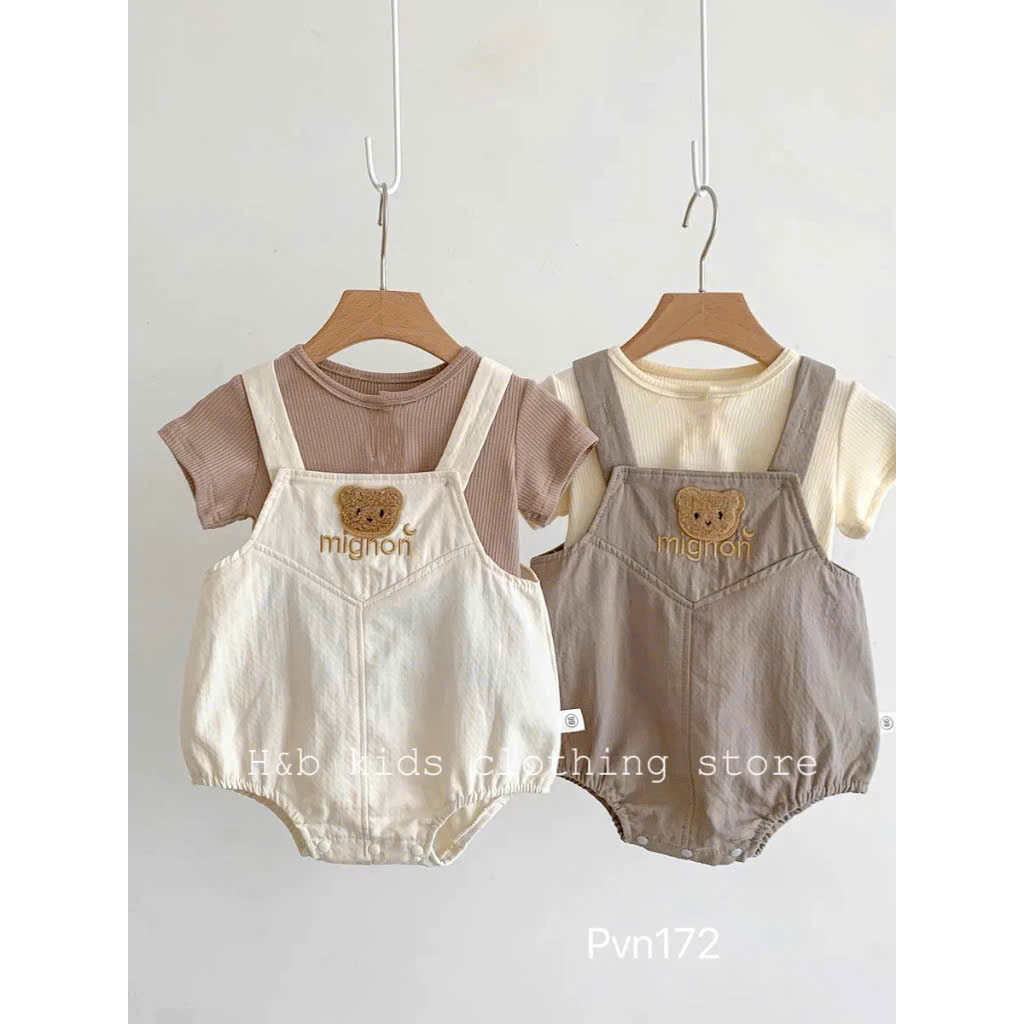 Yếm đeo body công tử hàn quốc cho bé trai bé gái 3-12kg, bodysuite cặp cho bé trai bé gái cao cấp siêu xinh 0 đến 1 tuổi