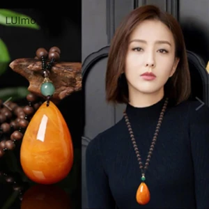 Luimo Vintage Phong Cách Dân Tộc Nữ Cổ Sáp Ong Thả Hạt Choker Áo Len Dài Mặt Dây Chuyền Trang Sức SBS