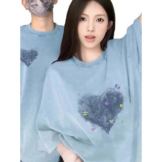 HIIXIIVI Mới Phong Cách Hàn Quốc Thời Trang Nữ Quần Áo Rời Cặp Đôi Áo Thun Cotton Tay Ngắn Oversize Tee Nhân Quả Người Phụ Nữ Cổ Tròn Áo