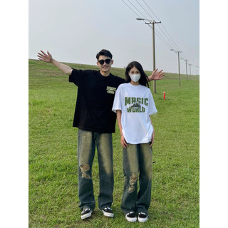 HIIXIIVI Mới Phong Cách Hàn Quốc Thời Trang Nữ Quần Áo Rời Cặp Đôi Áo Thun Cotton Tay Ngắn Oversize Tee Nhân Quả Người Phụ Nữ Cổ Tròn Áo