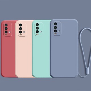 Thời Trang Mới Redmi 9T POCO M3 M4 Pro M5 4G Khung Ốp Lưng Vuông Mỏng Mềm TPU Vỏ Silicon Có Dây Đeo Tay Dây Đeo Tay