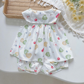 Set Bộ Hè Sát Nách Cổ Lá Cho Bé Gái Chất Thô Cotton Mềm Mát 8-22kg