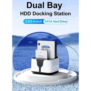 🔥Dual Bay HDD Docking Station One Click Offline Clone SATA sang USB 3.0 HDD Docking Station cho ổ cứng SSD 2,5 / 3,5 inch