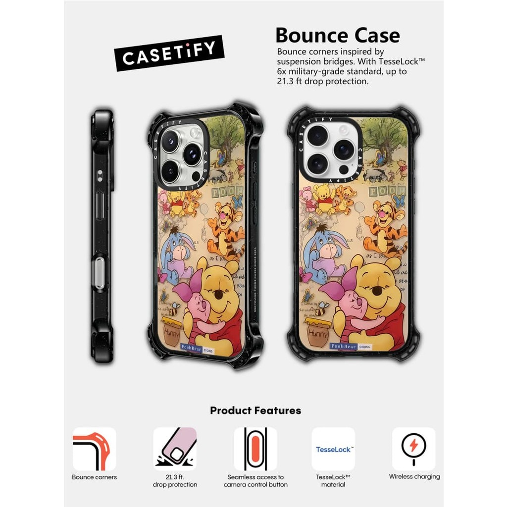 Casetify X Pooh bear Case Bounce Case Hút từ tính Mặt sau Acrylic cứng ...