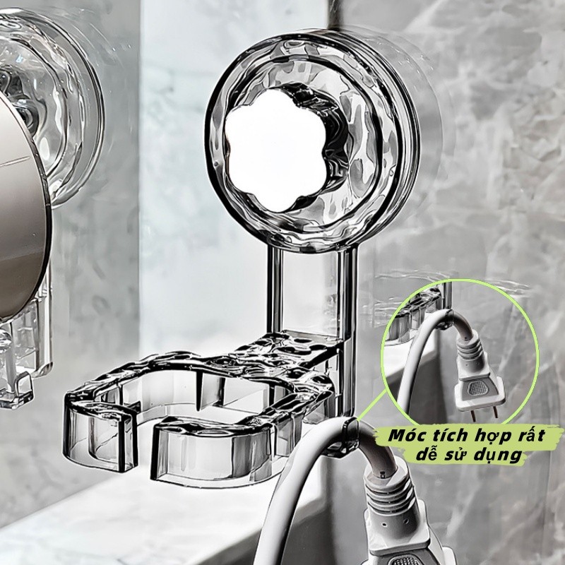 Giá Đỡ Máy Sấy Tóc Nhà Tắm Có Cốc Hút Chắc Chắn Dán Tường Siêu Chịu Tải Độ Bền Lâu Dài